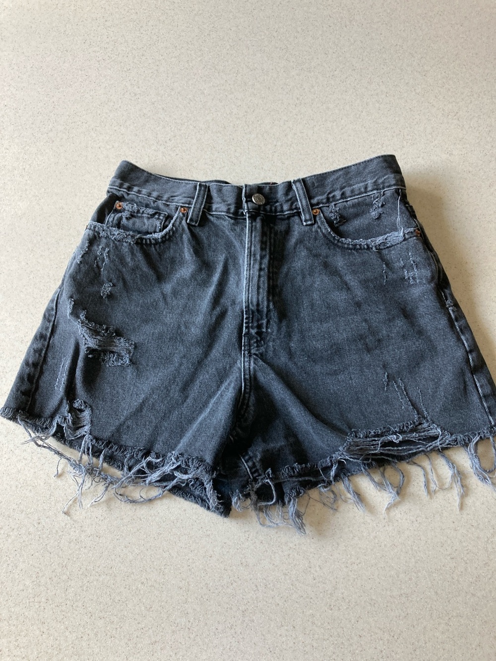 BDG Urban Outfitters Washed Black Distressed Denim Cutoff Shorts Women Size 29